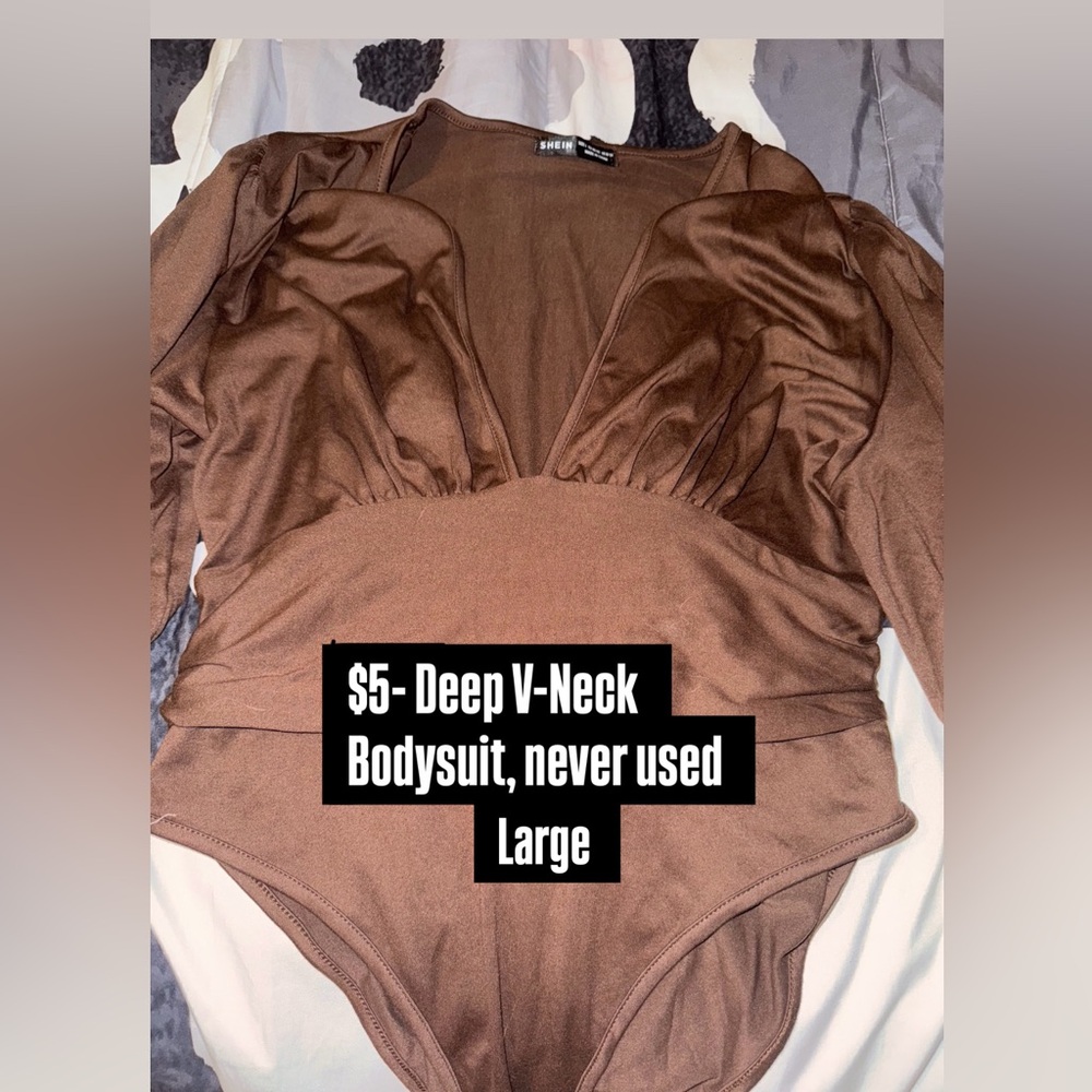 Long sleeve deep v-cut body suit